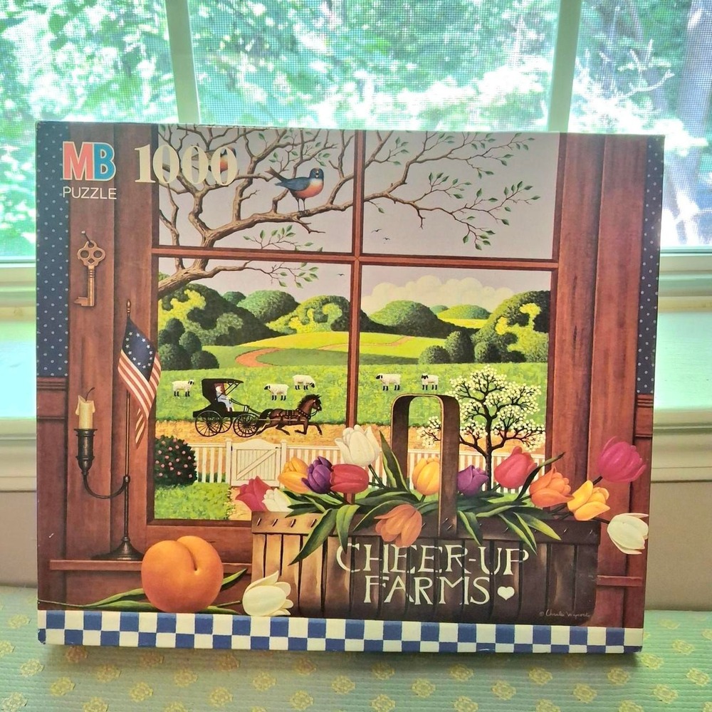 Vintage 1987 Cheer-Up Farms 1,000-piece jigsaw puzzle Cute Cottage Country